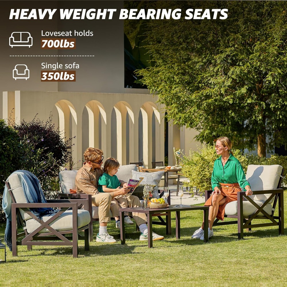 Outdoor Furniture One Piece - Vierdelige terrasset, metalen meubilair voor buiten,