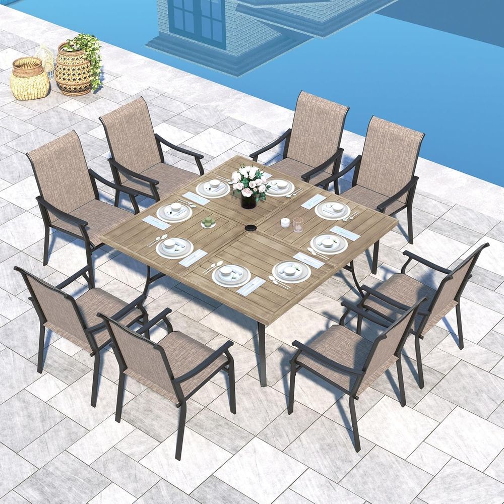 Outdoor Furniture Quick Dry - Tuinset 9-delig, 8 snel drogende textielstoelen