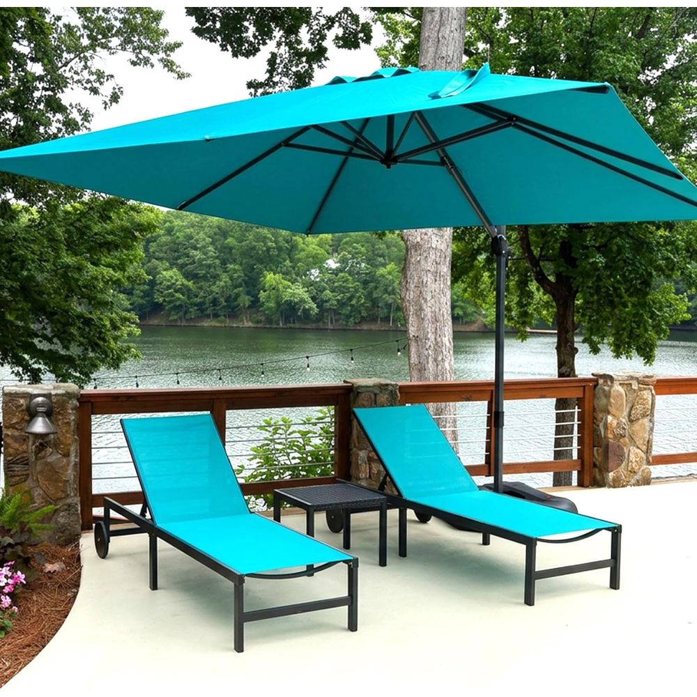 Outdoor Furniture Quick Dry - Set met wielen en tafel, turkooisblauw