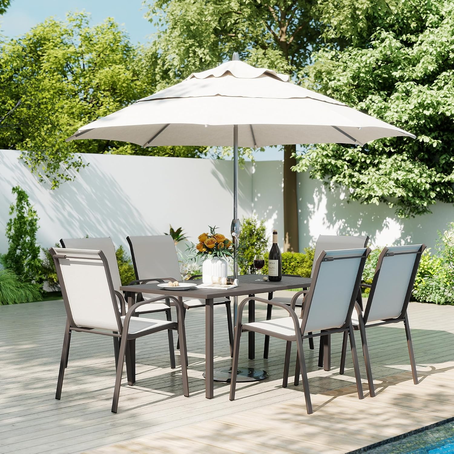 Outdoor Furniture Quick Dry - Buiten Eettafelset, 6 Snel Droogende Textilene